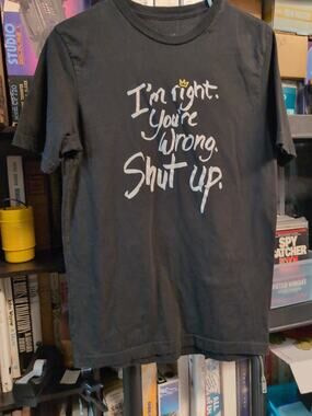 Try Guys black graphic T-shirt Sz M "I'm right, you're wrong. Shut up." Medium